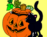 Dibujo Calabaza y gato pintado por frankiemh