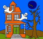 Dibujo Casa fantansma pintado por miedosos