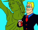 Dibujo Estados Unidos de América pintado por estatua