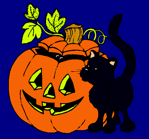 Calabaza y gato