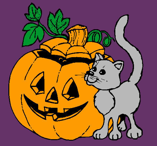 Calabaza y gato