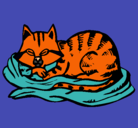 Dibujo Gato en su cama pintado por rembrandt