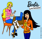 Dibujo Barbie y su hermana merendando pintado por jfkohoof