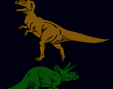 Dibujo Triceratops y tiranosaurios rex pintado por piedi