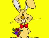 Dibujo Conejo con ramo de flores pintado por jito