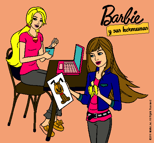 Barbie y su hermana merendando