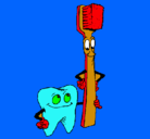 Dibujo Muela y cepillo de dientes pintado por hjonter