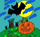 Dibujo Paisaje de Halloween pintado por belle