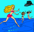 Dibujo Barbie de regreso a la playa pintado por yovana