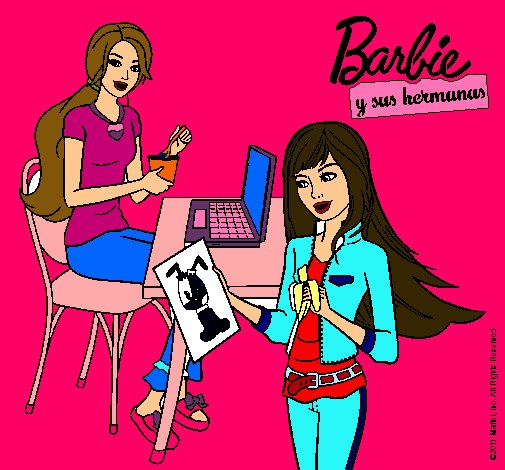 Barbie y su hermana merendando