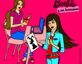 Dibujo Barbie y su hermana merendando pintado por marikillaaaa