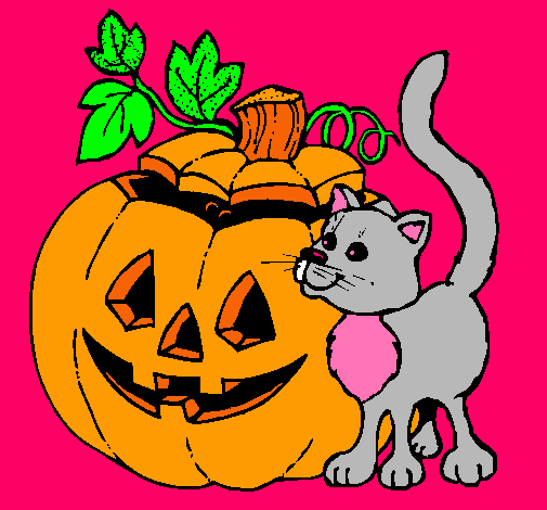 Calabaza y gato