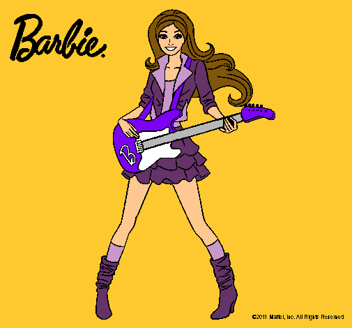 Dibujo Barbie guitarrista pintado por firework