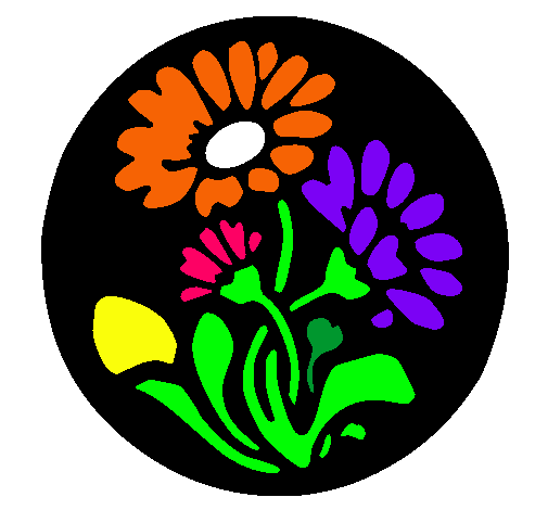 Dibujo Grabado con flores pintado por charito