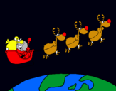 Dibujo Papa Noel repartiendo regalos 3 pintado por Josh2004