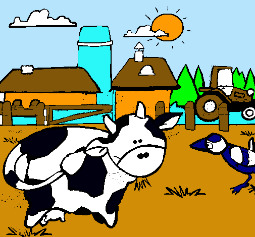 Vaca en la granja