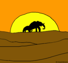 Dibujo Elefante en el amanecer pintado por lamascara