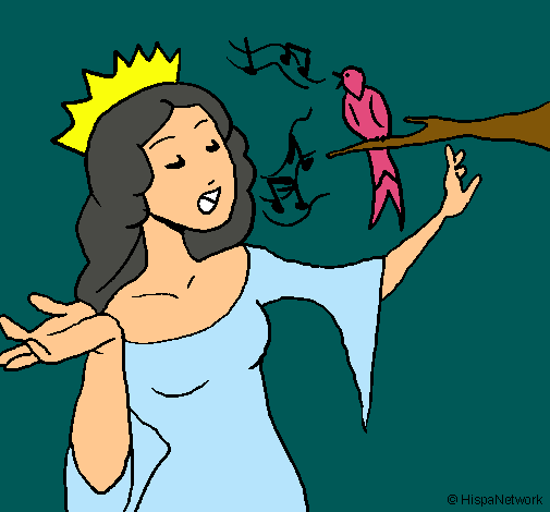Dibujo Princesa cantando pintado por manusanmi