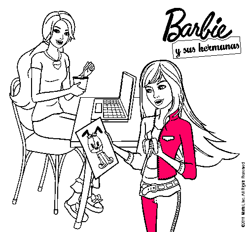 Barbie y su hermana merendando