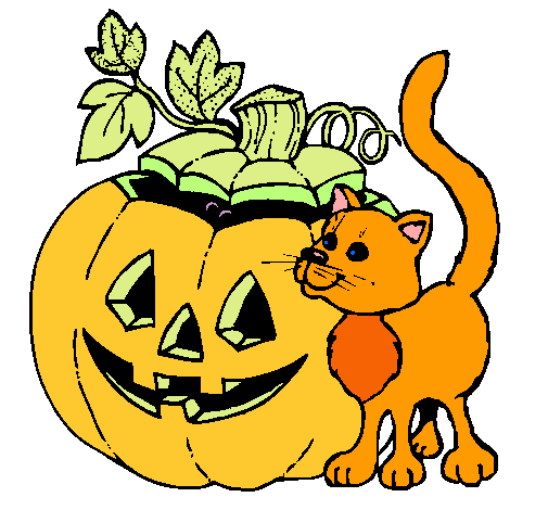 Calabaza y gato