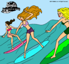 Dibujo Barbie de nuevo con sus amigas pintado por surfing