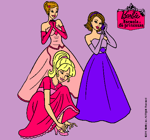 Dibujo Barbie y sus amigas vestidas de gala pintado por LaEly