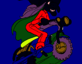 Dibujo Bruja en moto pintado por HALLOWEENING