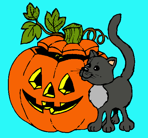 Calabaza y gato