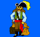 Dibujo Pirata con sacos de oro pintado por cofre