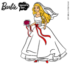 Dibujo Barbie vestida de novia pintado por nuria16