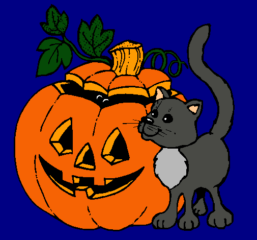 Calabaza y gato