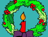 Dibujo Corona de navidad y una vela pintado por iiyu