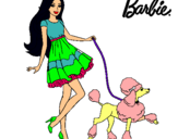 Dibujo Barbie paseando a su mascota pintado por CUKI_2002