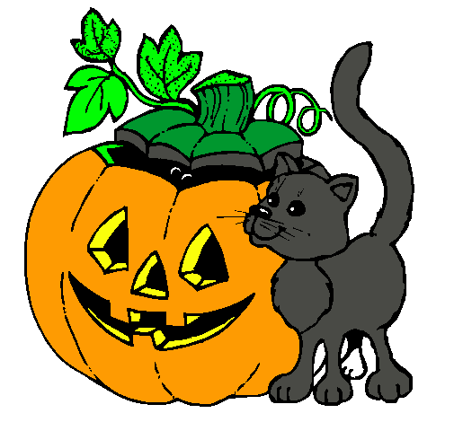 Calabaza y gato