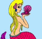 Dibujo Sirena y perla pintado por lauraaa