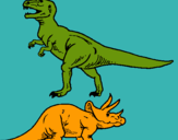 Dibujo Triceratops y tiranosaurios rex pintado por zarate