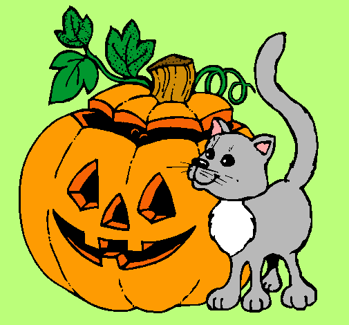 Calabaza y gato