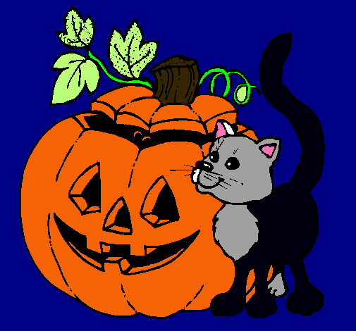 Calabaza y gato