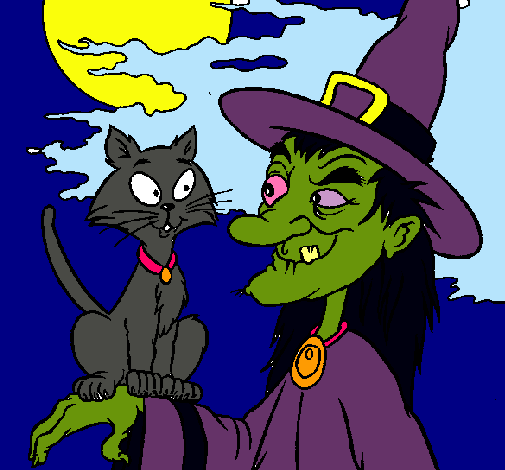 Bruja y gato