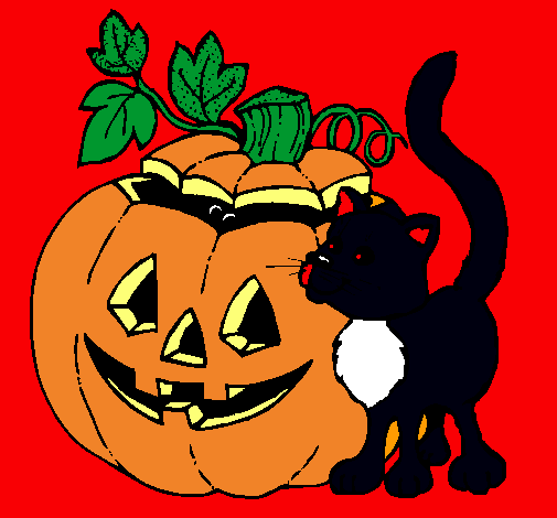 Calabaza y gato