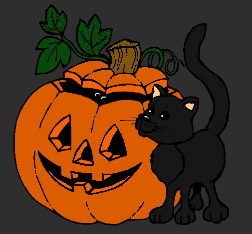 Calabaza y gato