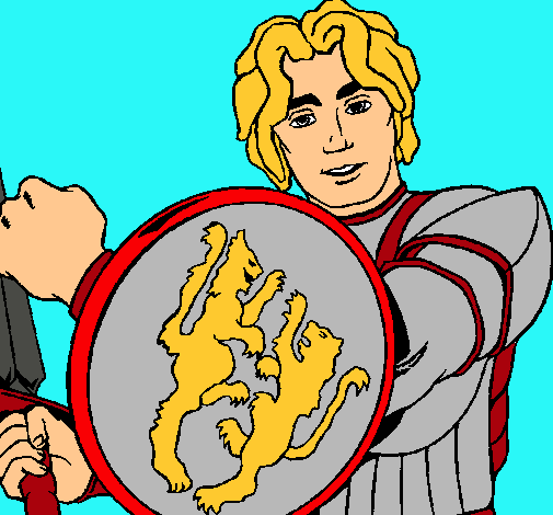 Dibujo Caballero con escudo de león pintado por FENO