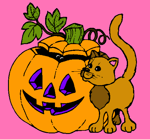 Calabaza y gato