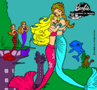 Dibujo Barbie sirena y la reina sirena pintado por chins