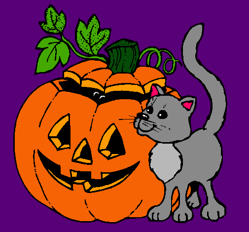 Calabaza y gato