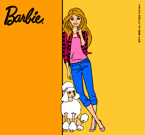 Barbie con cazadora de cuadros