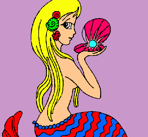 Dibujo Sirena y perla pintado por aleja_99