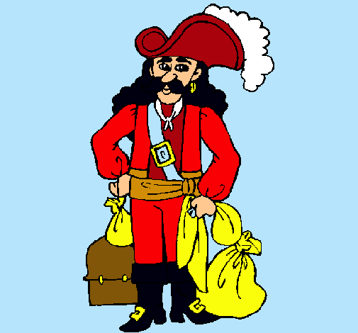 Dibujo Pirata con sacos de oro pintado por FENO