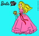 Dibujo Barbie vestida de novia pintado por maei