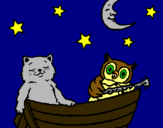 Dibujo Gato y búho pintado por carmeluchi